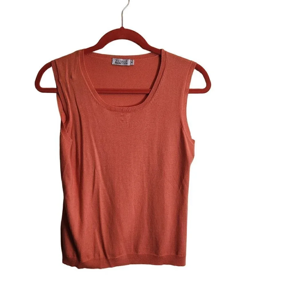 Zume Silk Cashmere Soft Orange Twin Sweater Set Size M